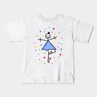 Little ballerina with blue tutu and dots Kids T-Shirt